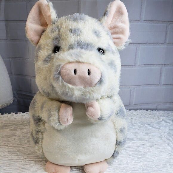 Adorable Gray Spotted Piglet 11" Pig Plush Kellytoy Stuffed Farm Animal - Picture 3 of 8